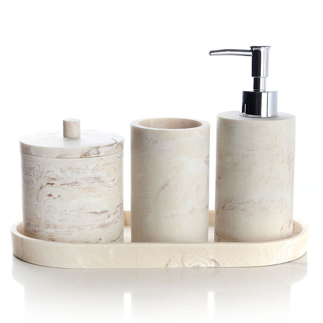 Set accesorii de baie 4 piese crem marmurat