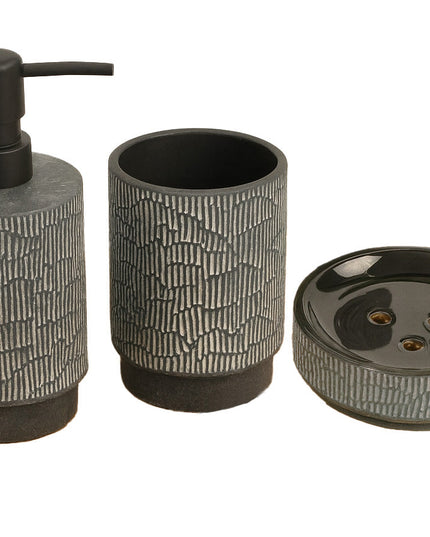 Set 3 piese accesorii de baie ceramica gri