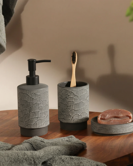 Set 3 piese accesorii de baie ceramica gri