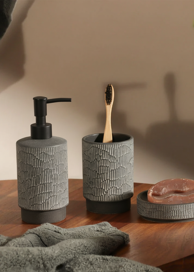 Set 3 piese accesorii de baie ceramica gri