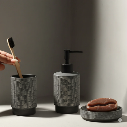 Set 3 piese accesorii de baie ceramica gri