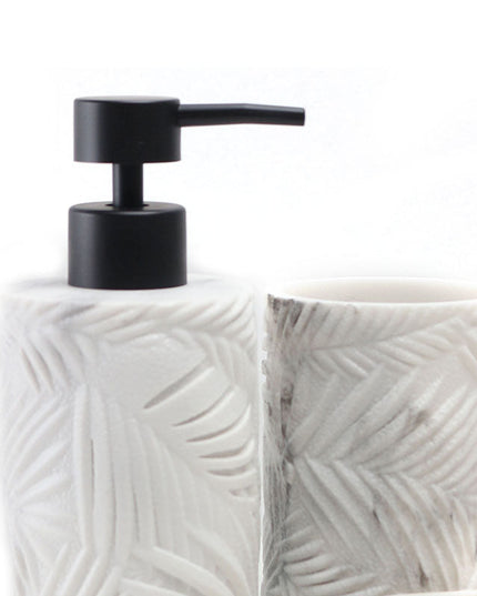 Set 3 piese accesorii de baie alb marmurat