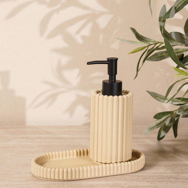 Set 3 piese accesorii de baie crem mat