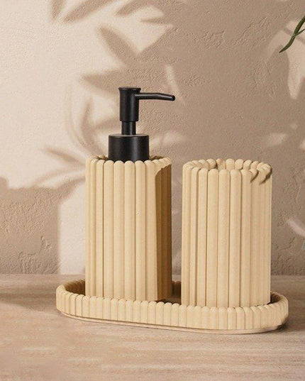 Set 3 piese accesorii de baie crem mat