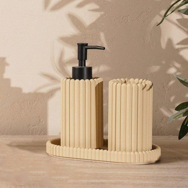 Set 3 piese accesorii de baie crem mat