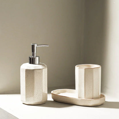 Set 3 piese accesorii de baie crem ceramica cu glazura lucioasa