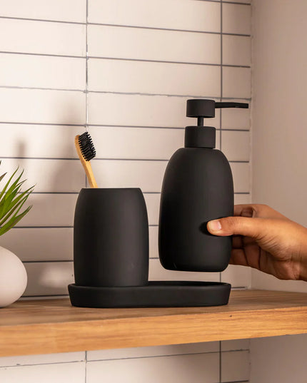 Set 3 piese accesorii de baie negru mat