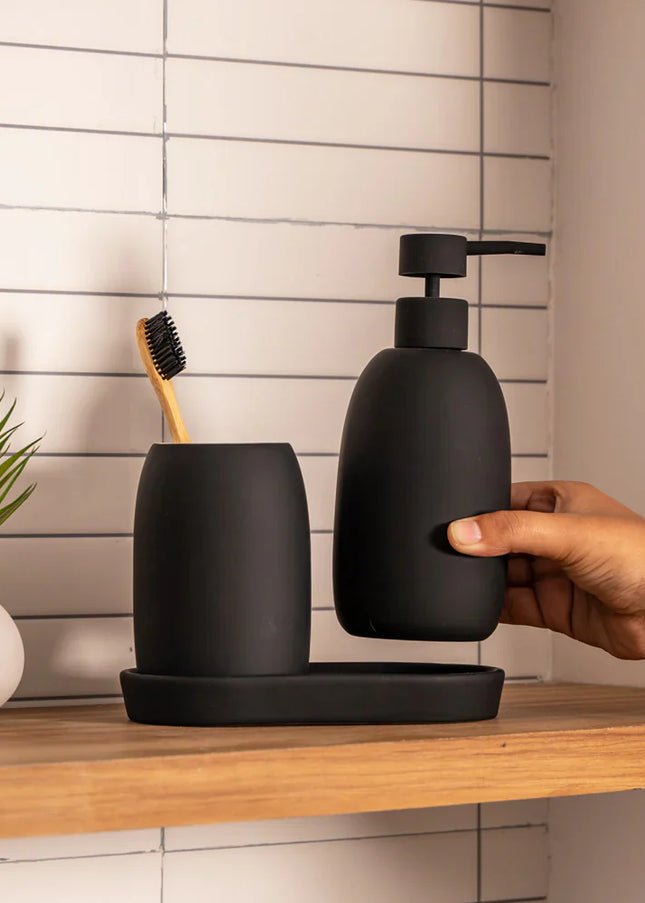 Set 3 piese accesorii de baie negru mat