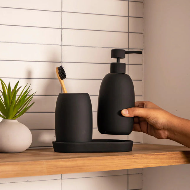 Set 3 piese accesorii de baie negru mat