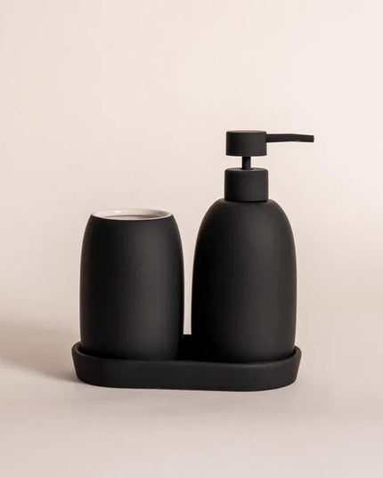 Set 3 piese accesorii de baie negru mat