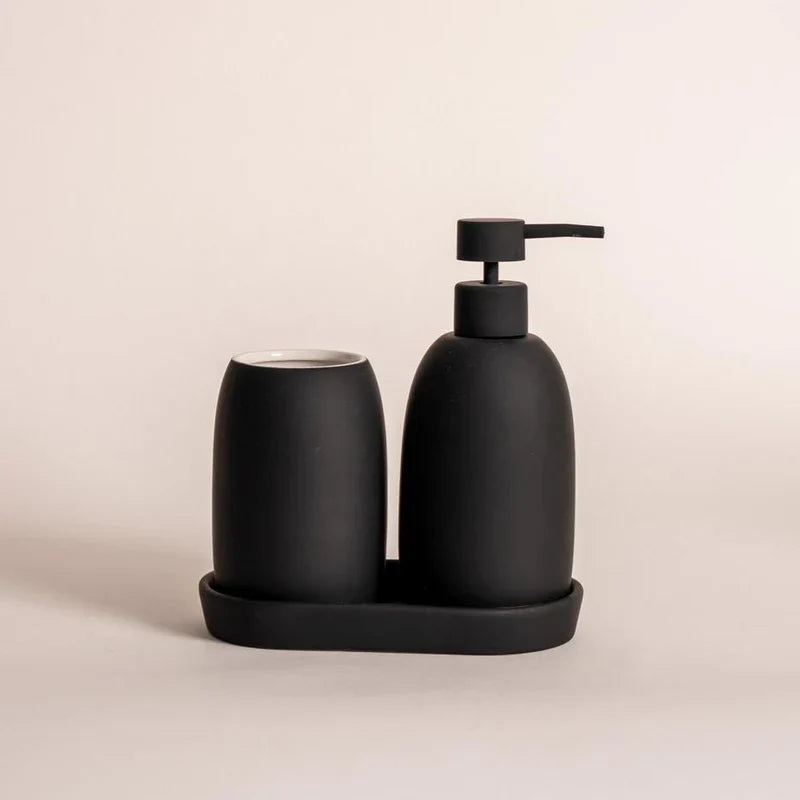 Set 3 piese accesorii de baie negru mat
