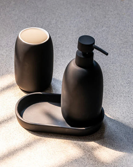 Set 3 piese accesorii de baie negru mat