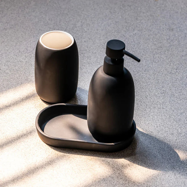 Set 3 piese accesorii de baie negru mat