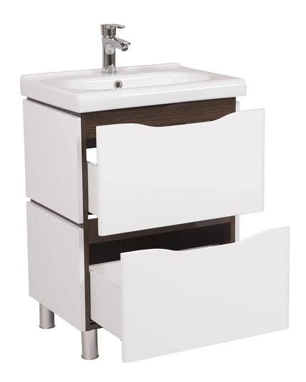 Mobilier de baie pe pardoseală Venice, Alb+Wenge (City)