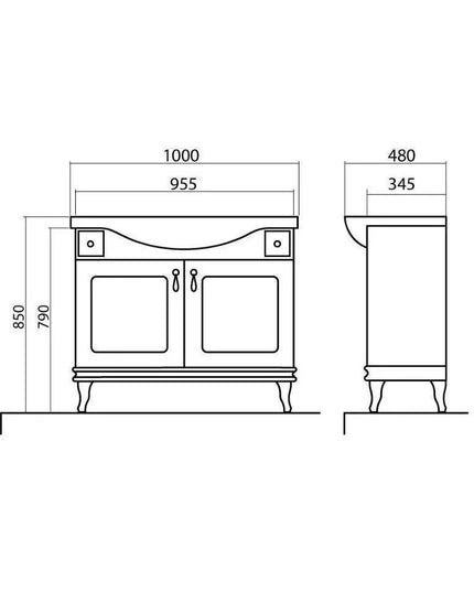 Mobilier de baie pe pardoseală Beatrice negru+crom