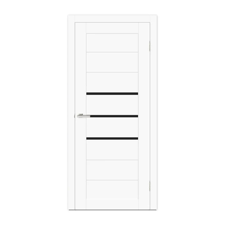 Ușă de interior DECO 06 White silk mat,cu sticlă neagră