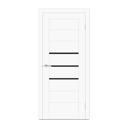 Ușă de interior DECO 06 White silk mat,cu sticlă neagră