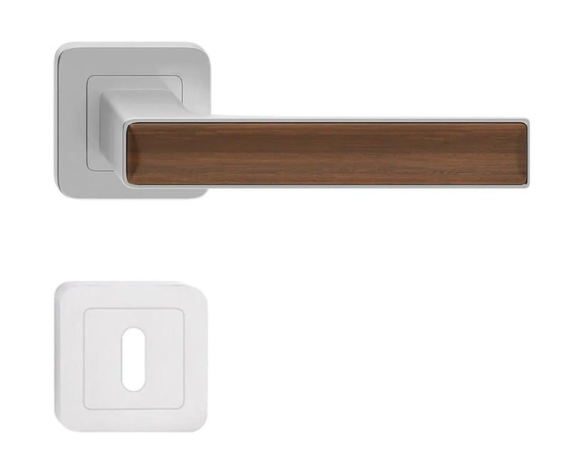 Manere usi DEKO Nichel satin cu decor nuc