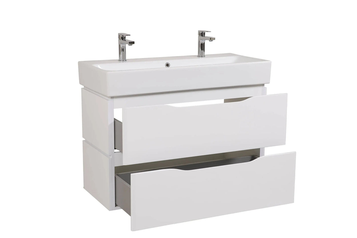 Mobilier de baie suspendat Venice, Alb pentru 2 baterii