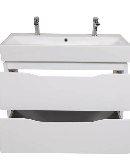 Mobilier de baie suspendat Venice, Alb pentru 2 baterii