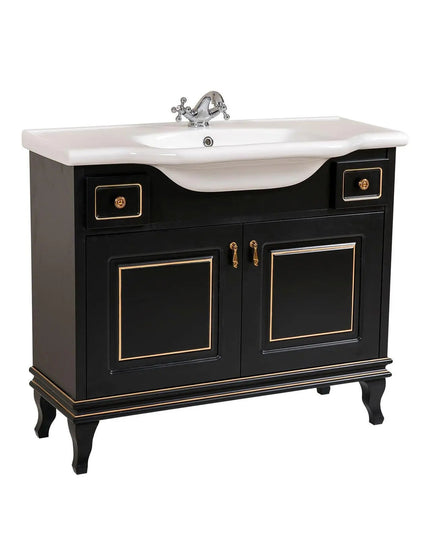 Mobilier de baie pe pardoseală Beatrice negru+auriu