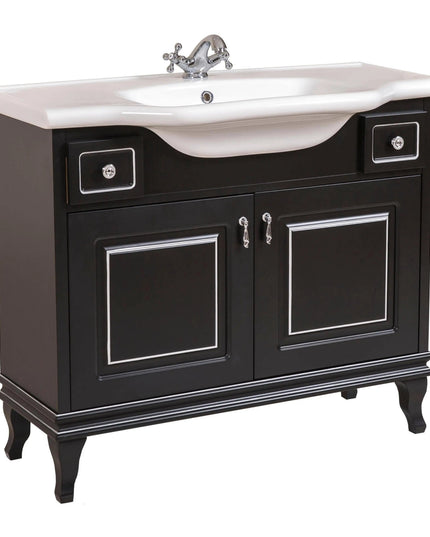 Mobilier de baie pe pardoseală Beatrice negru+crom