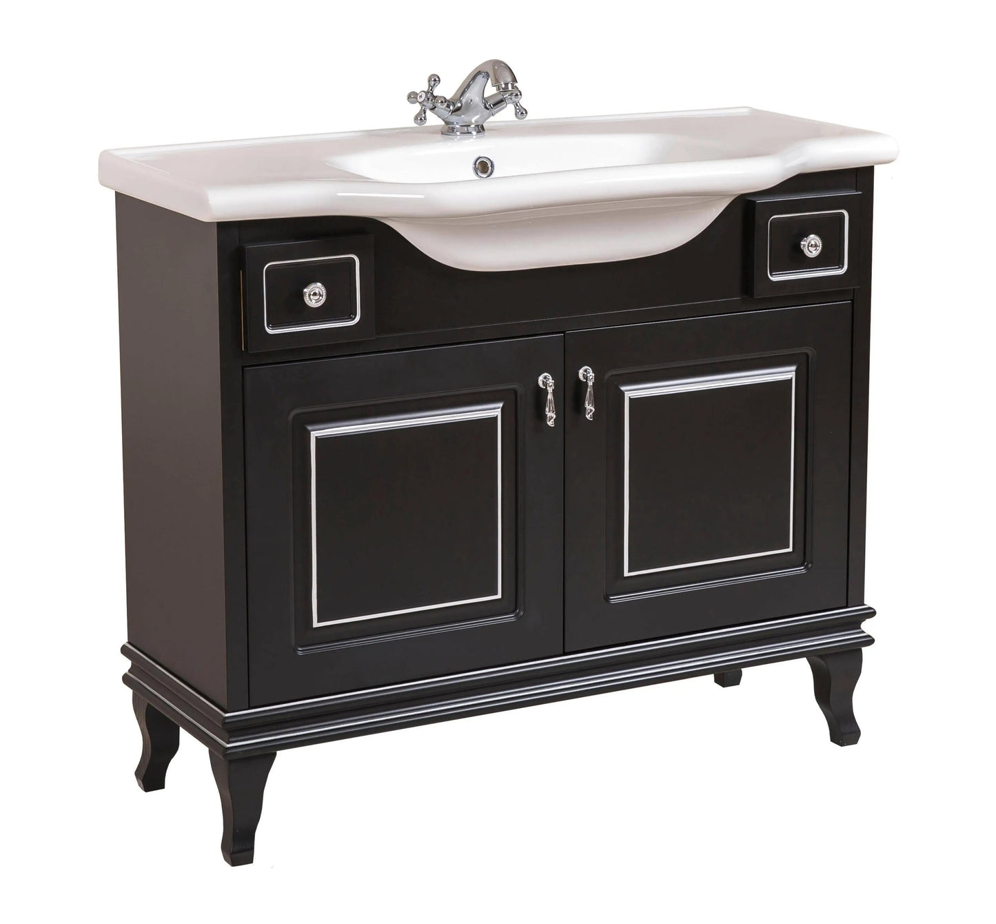 Mobilier de baie pe pardoseală Beatrice negru+crom