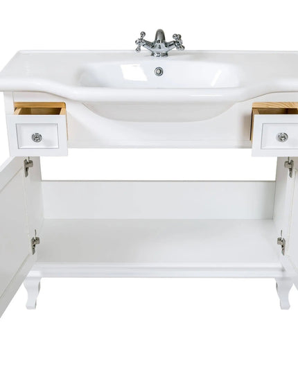 Mobilier de baie pe pardoseală Beatrice alb+crom