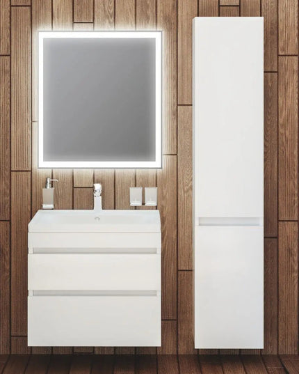 Mobilier de baie suspendat Vintage, Alb lucios