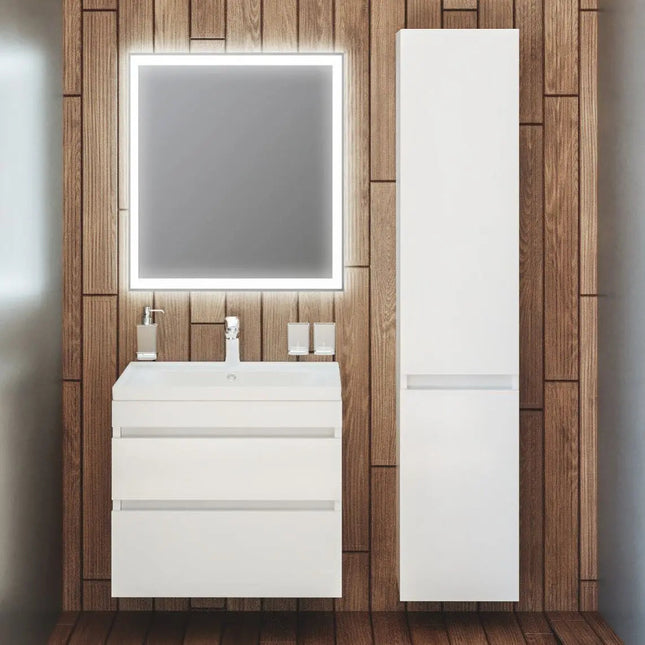 Mobilier de baie suspendat Vintage, Alb lucios