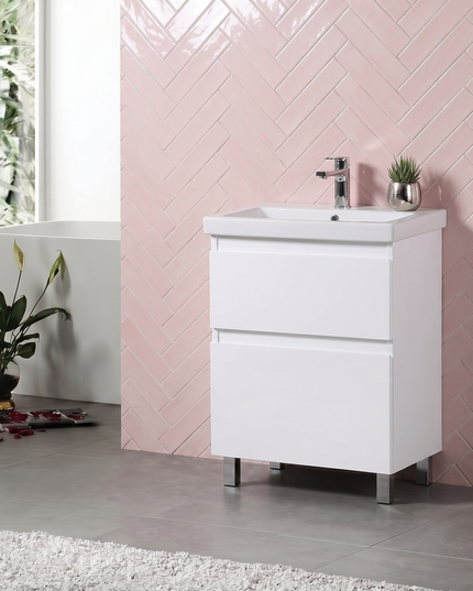 Mobilier de baie pe pardoseala Elite, Alb Mat