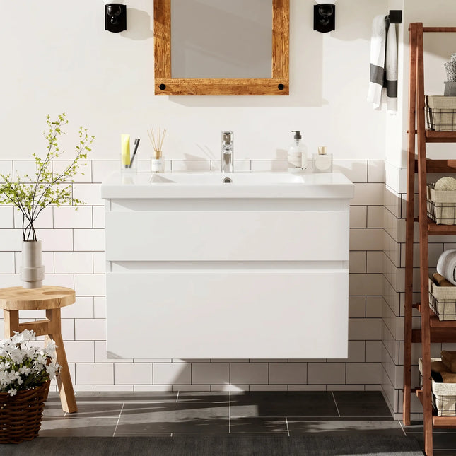 Mobilier de baie suspendat Elite, Alb Mat