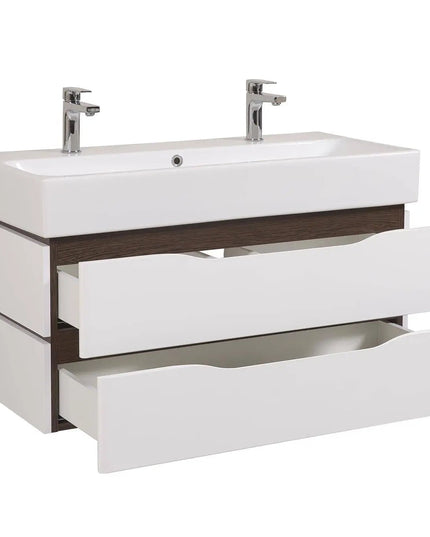 Mobilier de baie  suspendat  Venice , Alb+Wenge (Pinto 2 baterii)