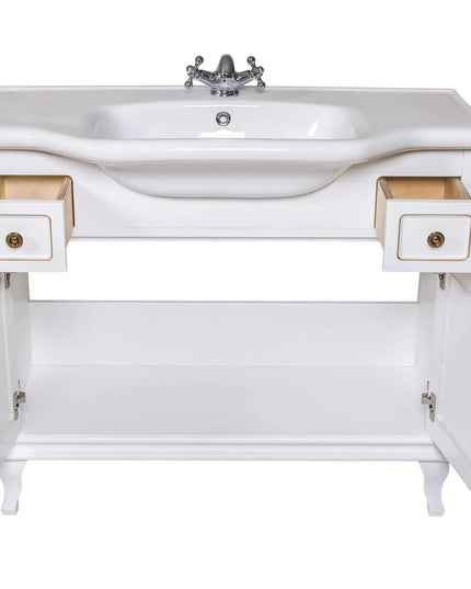 Mobilier de baie pe pardoseală Beatrice alb+auriu