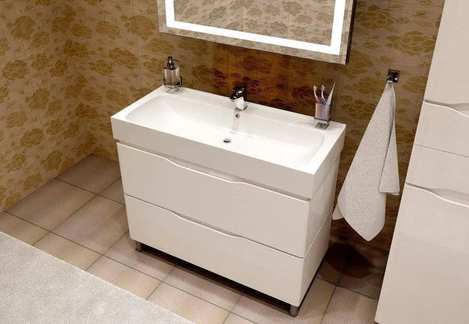 Mobilier de baie pe pardoseală Venice, Alb (Pinto)