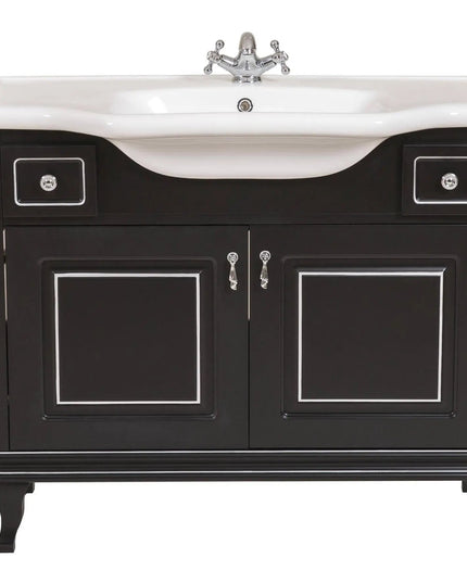 Mobilier de baie pe pardoseală Beatrice negru+crom