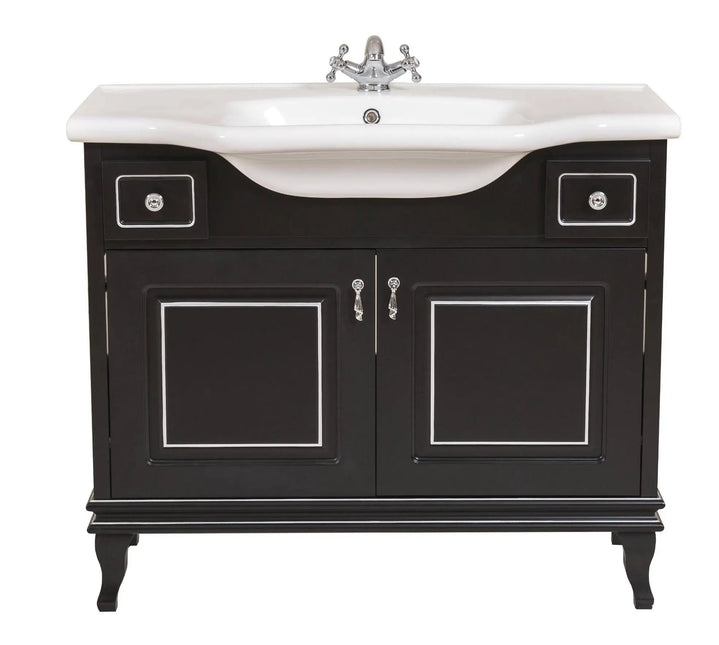 Mobilier de baie pe pardoseală Beatrice negru+crom