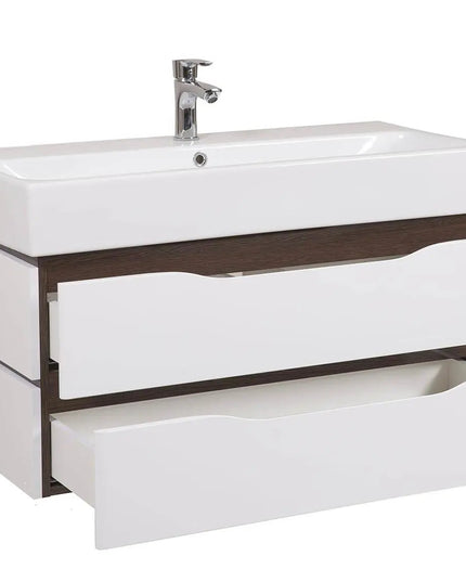Mobilier de baie  suspendat  Venice, Alb+Wenge (Pinto)