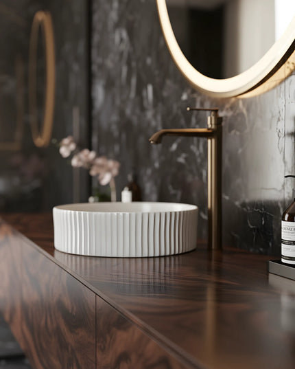 Baterie înaltă lavoar baie bronz satinat – Mâner clasic în trepte | B1006A 02