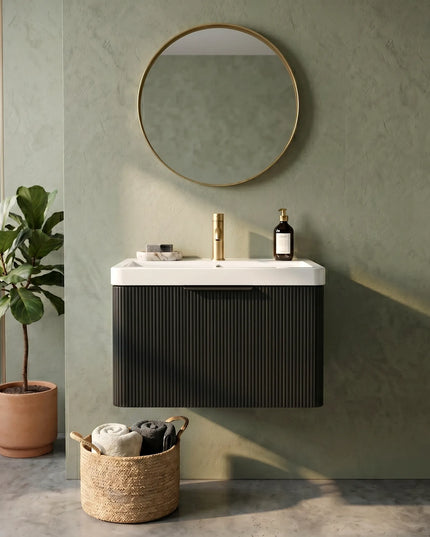 Mobilier mini de baie pe pardosea Frost, Negru