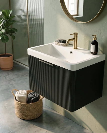 Mobilier mini de baie pe pardosea Frost, Negru