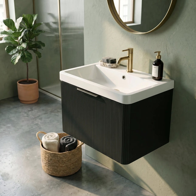 Mobilier mini de baie suspendat Frost, Negru