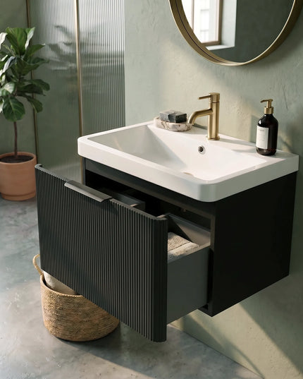 Mobilier mini de baie pe pardosea Frost, Negru