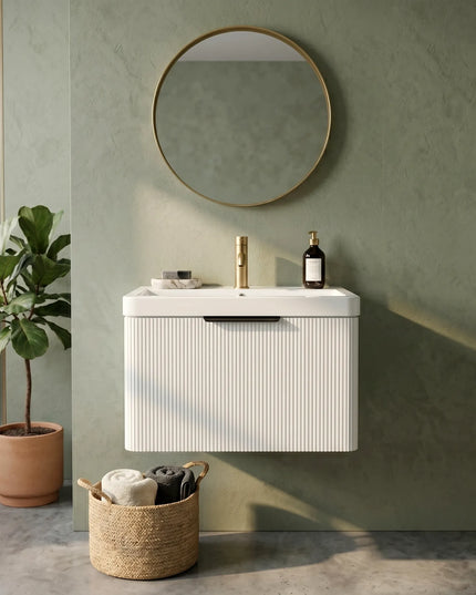 Mobilier de baie pe pardosea Frost, Alb