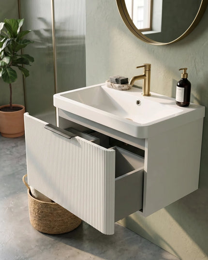 Mobilier de baie pe pardosea Frost, Alb