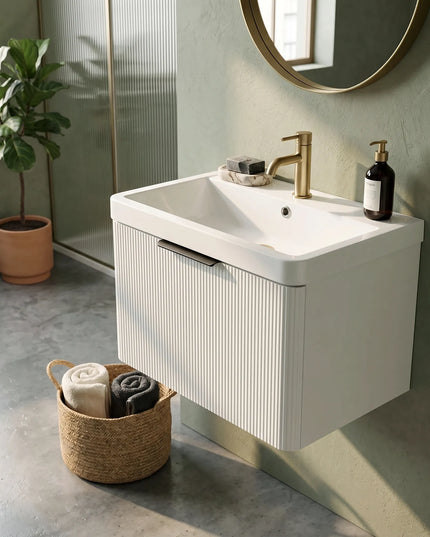 Mobilier de baie pe pardosea Frost, Alb