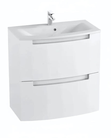 Mască baie suspendată Headway cu lavoar ceramic – Alb lucios