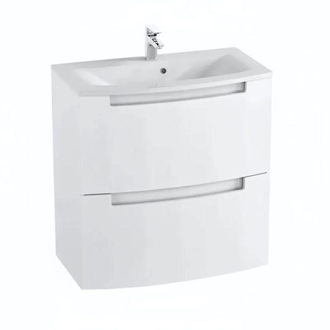 Mască baie suspendată Headway cu lavoar ceramic – Alb lucios