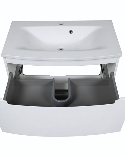 Mască baie suspendată Headway cu lavoar ceramic – Alb lucios