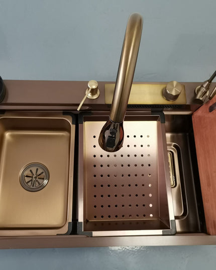 Chiuvetă multifuncțională cu accesorii 7546 HMF-ROSE GOLD